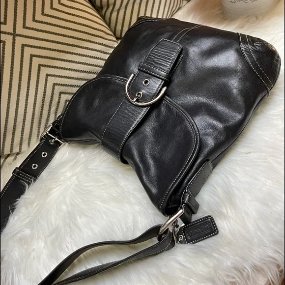 Coach Black Leather Shoulder/ Crossbody Bag - Picture 11 of 16